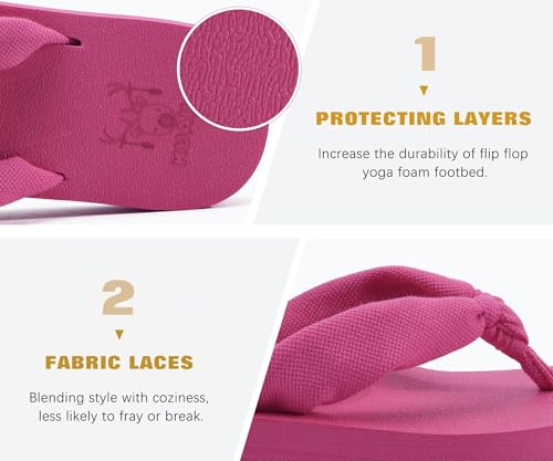Flip Flops for Women Arch Support Summer Beach Sandals Rose Size 8.5