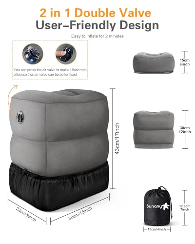 Inflatable Foot Rest Pillow for Airplane Travel