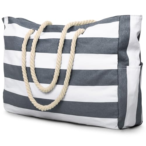 Beach Bag Large Beach Tote Bag for Women Waterproof Sandproof Swim Pool Bag With Zipper