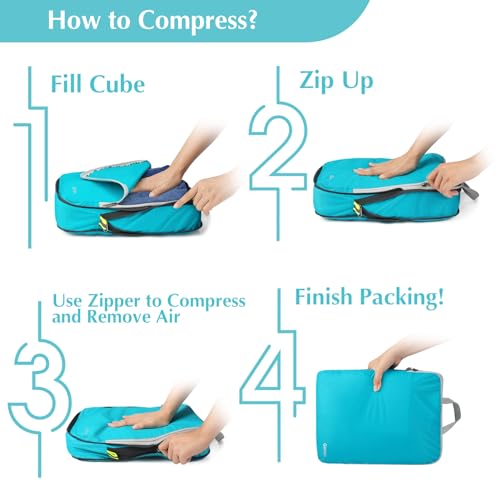 6 Piece Compression Packing Cubes with Shoe Bag (6 Count)