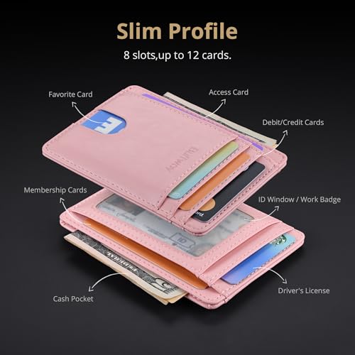 Slim Minimalist Front Pocket RFID Blocking Leather Wallets for Men and Women