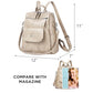 PU Leather Small Backpack Purse for Women Ladies Beige