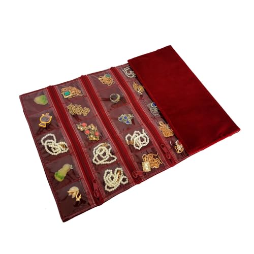 Travel Jewelry Roll Bag Portable Organizer Pouch With Grids&PVC Cover Storage Bags for Necklace