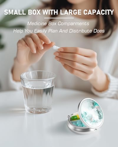 Pill Box 3 Compartment Portable Travel Medicine Box with Mirror