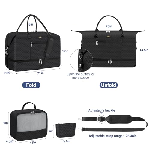 Weekender Bag for Women 21.5" Travel Duffel Large Carry On Bag 3PCS (3 Count)