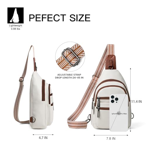 Sling Bag for Women Crossbody Bags Fanny Pack Sling Purse Backpack Vegan Leather Shoulder Bag Gifts Travel Handbag Anti Theft Beige
