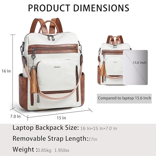 Vegan Leather Laptop Backpack for Women 15.6 inch Work Backpack Fashion Travel Backpack Purse for Travel College Work