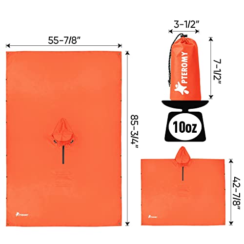 Hooded Rain Poncho for Adults