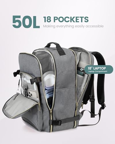 50L Travel Backpack Flight Approved Carry on Backpack