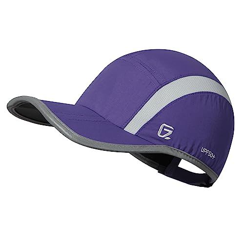 Baseball Cap Nylon Running Cap Outdoor Sports Hat for Men Women Adjustable Quick Drying Reflective Foldable UPF50+ Breath Mesh Water Repellency Race Performance Lightweight Dark Purple