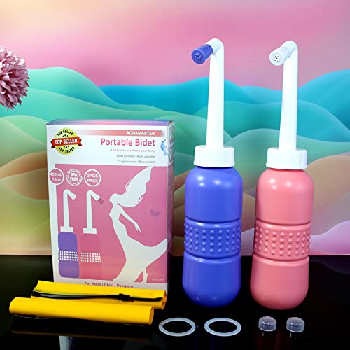 2PCS Pink+Blue Portable Bidets +Water Seal Cap (2 Count)