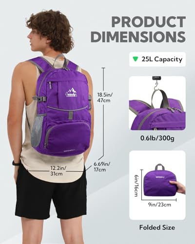 Small Lightweight Packable Hiking Backpack Foldable Travel Daypack
