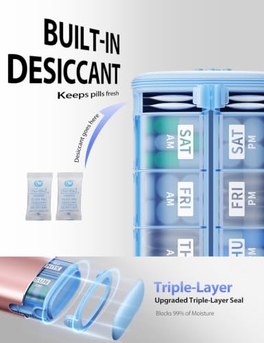 Large Metal AM PM Pill Organizer 7 Day