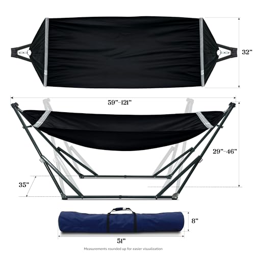 Ultimate Relaxation Portable Hammock Stand with Cotton Canvas Net
