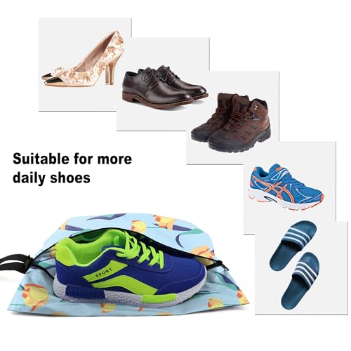 Shoe Bags 6 Pack Flower Design for Travel with Handle as Packing Organizers for Suitcase and Luggage (6 Count)