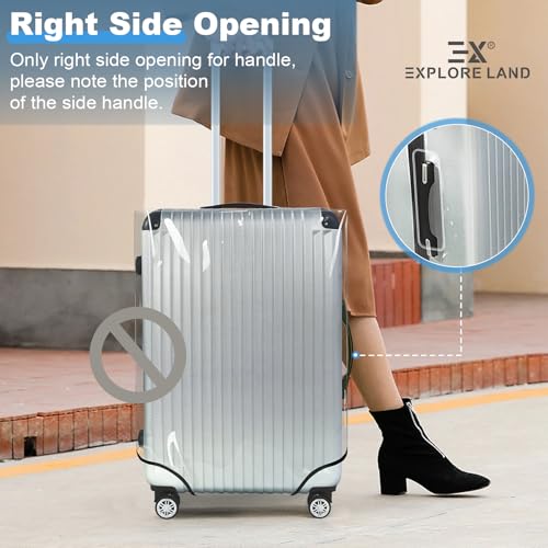 Clear Luggage Cover Tough Protector Fits for 22 Inches Suitcase for Travel Airplane