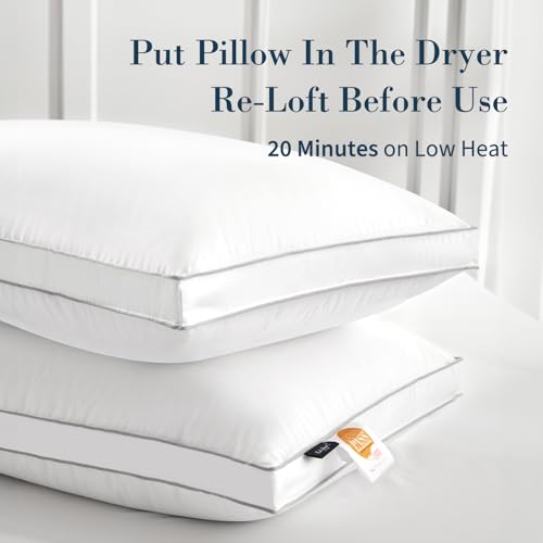 Luxury Feather Down Pillow Standard Queen Size Set of 2 (2 Count)