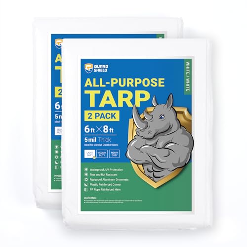 Tarp White 6x8 Feet Multi Purpose Waterproof Poly Tarp Cover 5mil (96 Sq Ft)