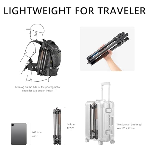 Compact Carbon Fiber Travel Camera Tripod with Ball Head