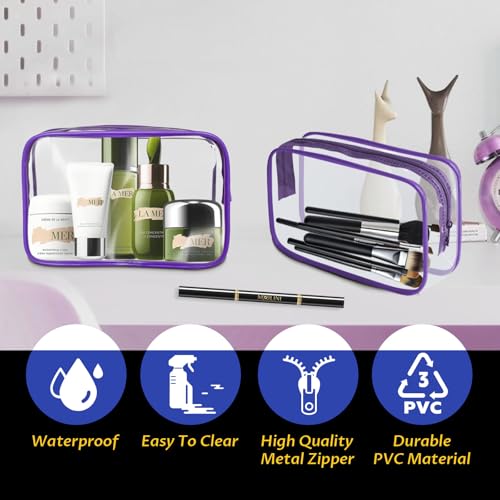 16 Pieces Clear Makeup Bag PVC Zippered Clear Toiletry Carry Pouch Portable Cosmetics Bag Waterproof Makeup Bag Vinyl Plastic Organizer Case for Travel Vacation Bathroom (16 Count)
