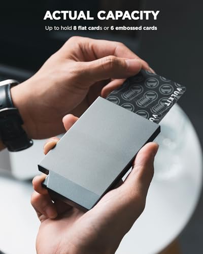 Pop up Card Holder Minimalist Credit Card Holder RFID Blocking Slim Metal Card Case for Men or Women