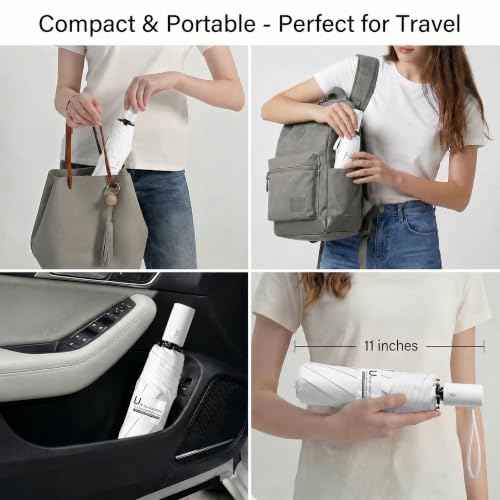 Small Compact Travel Umbrella with UV Protection for Sun & Rain (2 Count)