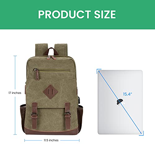 Vintage Canvas Backpack with USB Charging Port