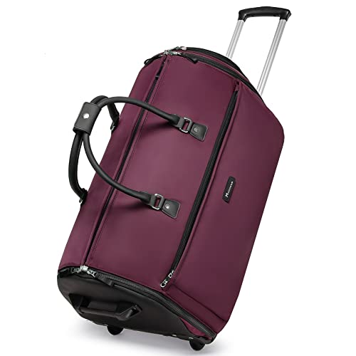 3-in-1 Rolling Garment Duffle Bag with Wheels, 25in Red