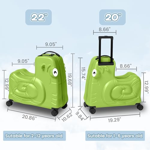 Kids Ride on Luggage with Spinner Wheels Suitcase