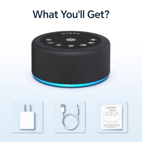 Sound Machine White Noise Brown Noise Machine Night Light 30 Non Looping Sounds 12 Lights 5 Timers Sleep Sounds Machine 36 Adjustable Volume Memory Function for Baby Kids Adult Home Office Travel