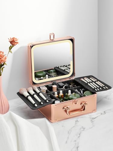 Makeup Box with Detachable Magnetic LED Mirror