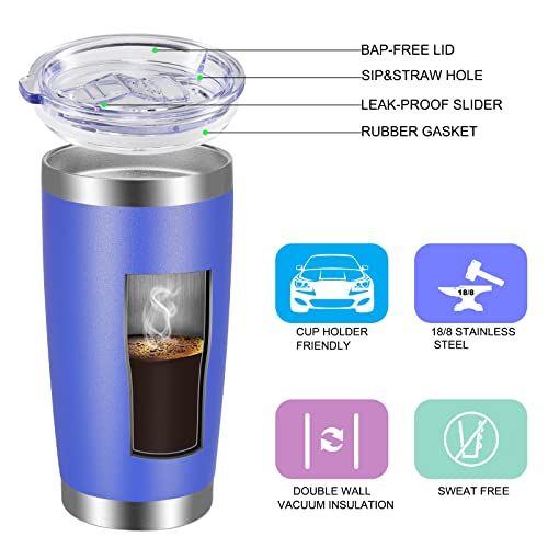 20oz Tumbler with Lid and Straw Stainless Steel Tumbler Cup Bulk Vacuum Insulated Double Wall Travel Coffee Mug Powder Coated Coffee Cup (12 Count)