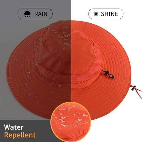 UPF50+ Mens Womens Sun Hat Wide Brim Fishing Hat Large Foldable Sun Protection Hat Beach Gardening Hat Orange