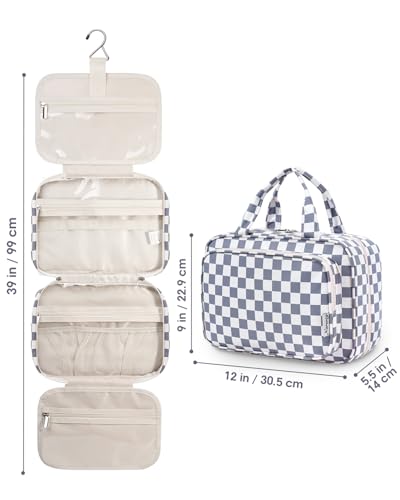 Travel Toiletry Bag for Women Large Hanging Makeup Bag Organizer Toiletries Bag for Full Size Essentials Accessories Cosmetics