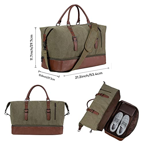 Leather Travel Bag with Shoe Pouch