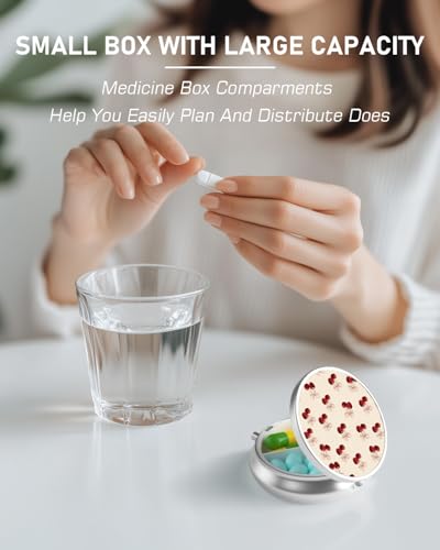 Pill Box 3 Compartment Portable Travel Medicine Box with Mirror
