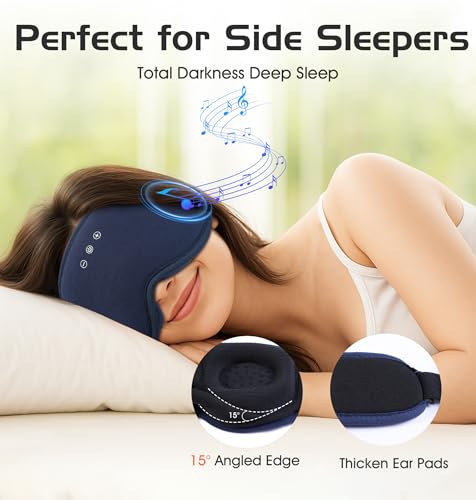 Bluetooth Sleep Mask with 2 Removable 3D Contoured Cup