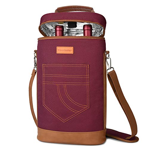 2 Bottle Insulated Wine Tote Carrier Bag