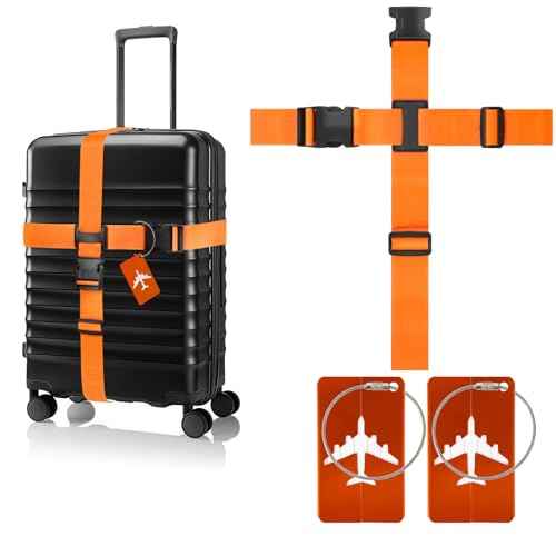 Cross Luggage Straps for Suitcase and Luggage Tags 3 Packs