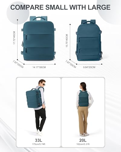 Large Travel Backpack Carry On for Women Man Waterproof Gym Backpacks Mochila de Viaje Travel Bag Essentials Teacher Personal Item Backpack Rucksack Airplane Accessories Must Haves Peacock Blue