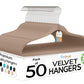 50 Pack New Premium Quality Velvet Hangers Ultra Thin Non Slip Adult Felt Space Saving Hangers for Closet Heavy Duty Coat Pants Dress Hangers 360° Swivel Hook Hold Upto 10 lbs Warm Taupe (50 Count)