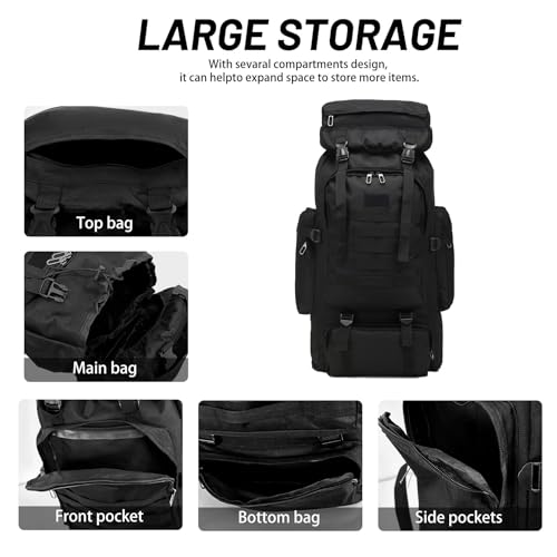 80L 2 pack Hiking Backpack for Men with Sling Tactical Backpack (2 Count)