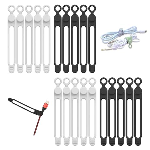 20Pcs Silicone Cable Ties (20 Count)