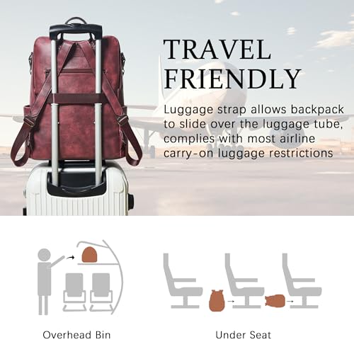 Vegan Leather Laptop Backpack for Women 15.6 inch Work Backpack Fashion Travel Backpack Purse for Business College