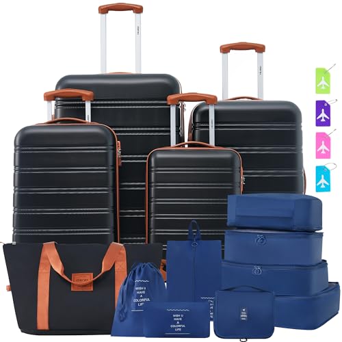 Luggage set 13 Piece 16 20 24 28 IN Hardside Suitcase with Bags (13 Count)