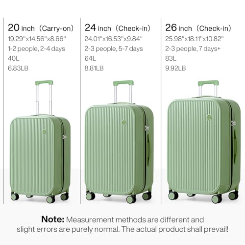 24 Inch Checked Luggage PC Hardshell Suitcases with Wheels for Travel Woman Men