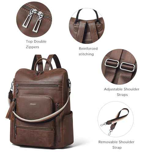 Vegan Leather Laptop Backpack for Women 15.6 inch Work Backpack Fashion Travel Backpack Purse for Business College