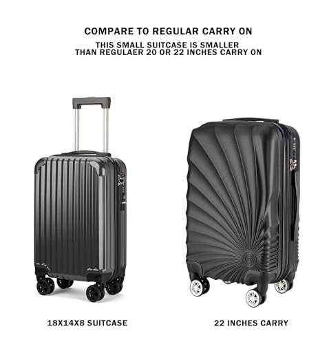 Personal Item Small Suitcase 18x14x8 Inches Hardside Built In TSA Lock & USB Port Lightweight Luggage With Removable Silent Wheels Underseat Carry