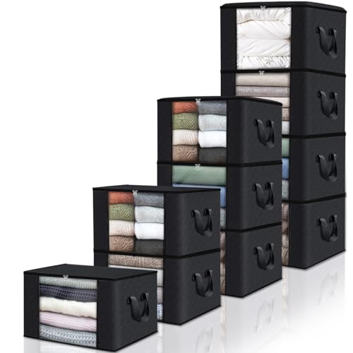 10 Pack Storage Bags for Clothes Blanket Storage Bins with Lids (10 Count)