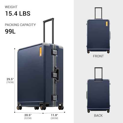 Zipperless Large Suitcase with Wheels Checked Luggage 28 Inch